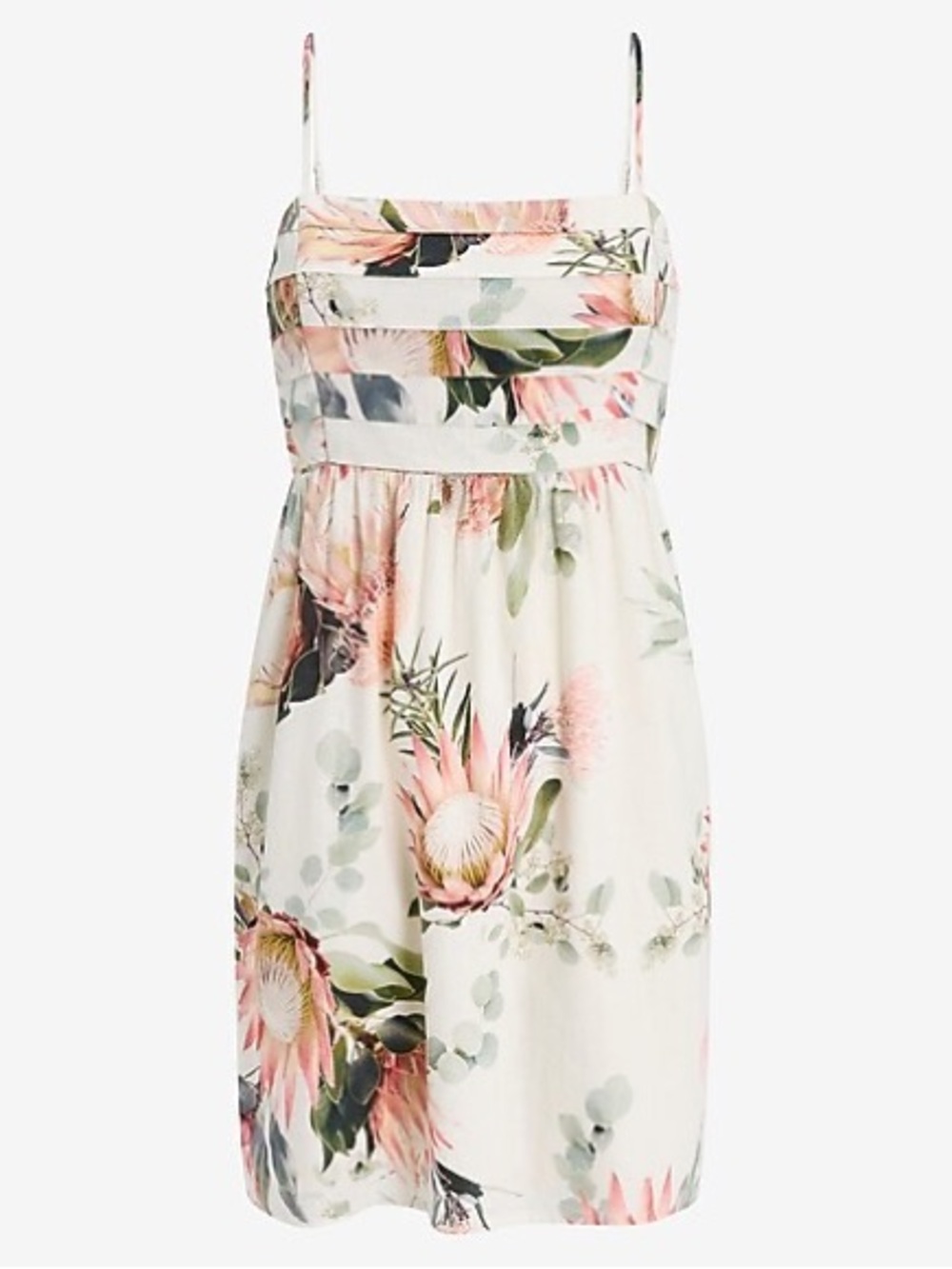 Express Linen Blend Floral Babydoll Mini Dress XL Cottagecore Sundress NWT